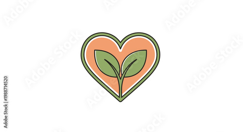 A Heart Symbolizing Growth, Nature, and Environmental Consciousness in a Simple, Flat Design