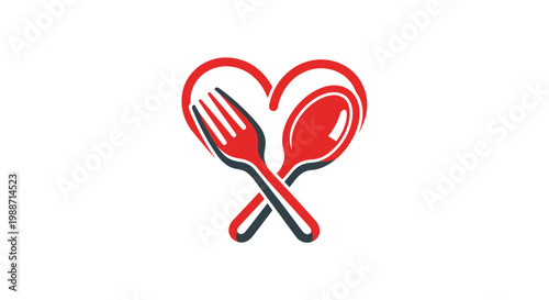 A Heartfelt Pairing of Utensils: Spoon and Fork Symbolizing Food And Loving Cuisine