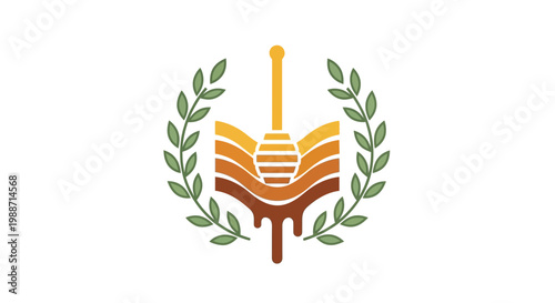 A Honeycomb Logo With Beehive Inspired Design Complemented By Laurel Decoration