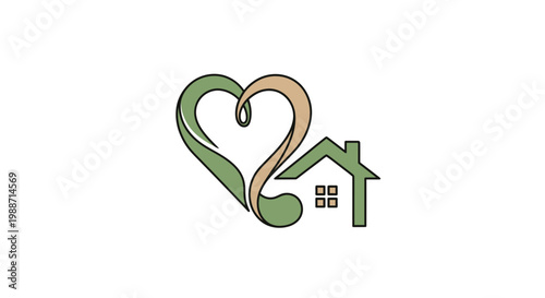 A Lovely Home Logo Design Featuring Heart and House, Perfect For Real Estate Concepts