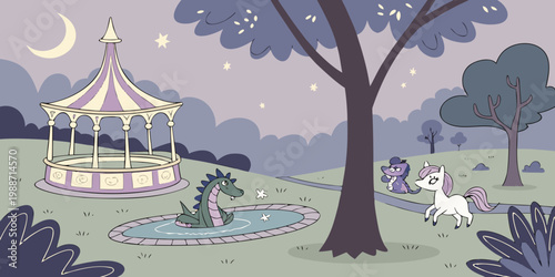 USA, US, U.S, United States - Fantasy magical park scene
