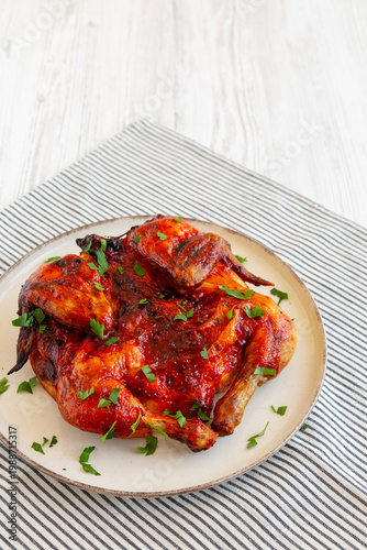 Grilled Homemade Piri-Piri Spatchcock Chicken with Fresh Parsley