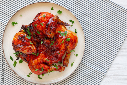 Grilled Homemade Piri-Piri Spatchcock Chicken with Fresh Parsley