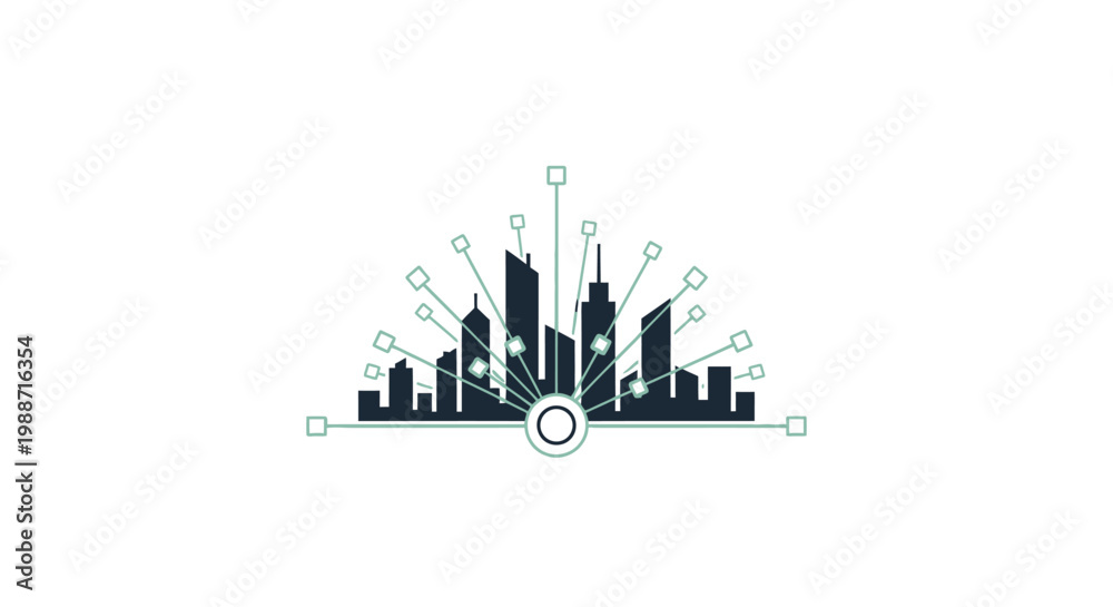 Obraz premium Cityscape with modern buildings and technology.