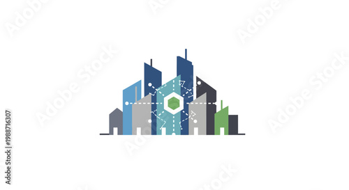 Εκτύπωση καμβά A stylized illustration of a cityscape skyline.