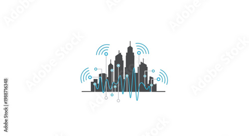 Cityscape with wireless internet connectivity.