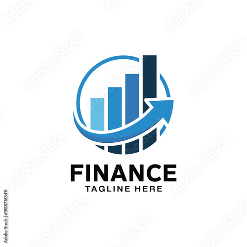 Finance logo featuring upward trending bars within a circular gradient design