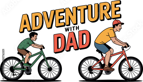 Adventure with dad heartwarming fathers day illustration of biking together