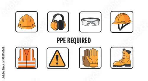 Personal Protective Equipment Icons Set.