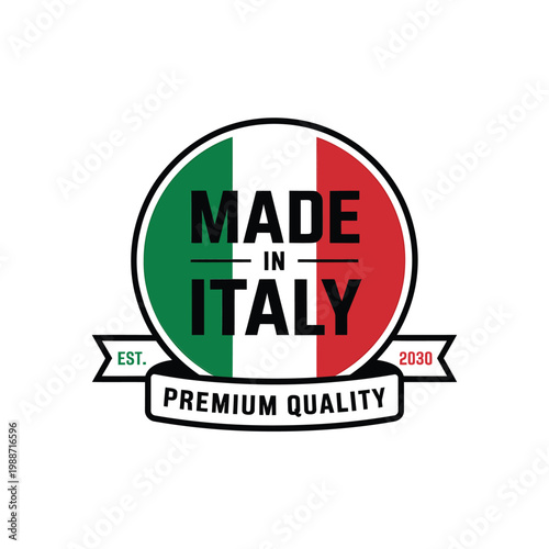 Made in italy emblem a circular badge with italian flag colors