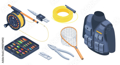 Fly fishing gear collection for outdoor angling adventures.