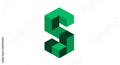 Green Isometric Letter S Logo Design.
