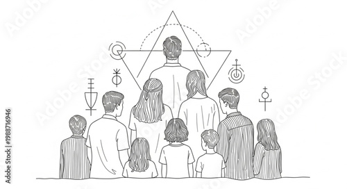 Group of people gathered together in a spiritual or mystical setting.