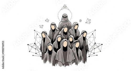 Group of people wearing traditional Middle Eastern clothing.