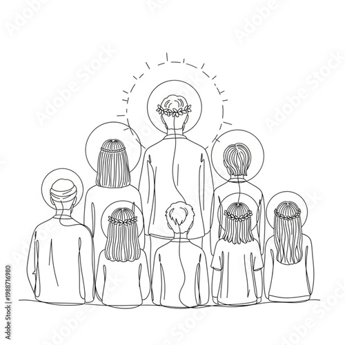 Group of Saints with Halos and Sunbursts.