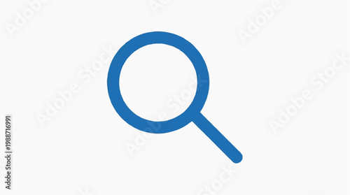 A blue magnifying glass icon on a white background for search and investigation purposes