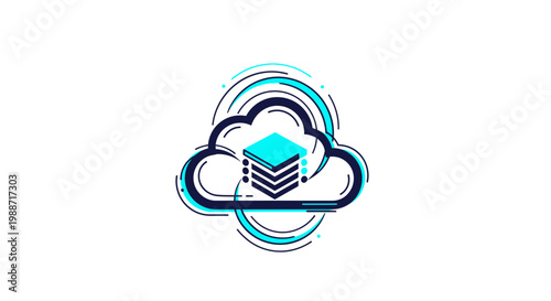 Abstract Digital Cloud Computing Concept Depicting Data Storage and Services