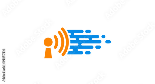 Abstract Digital Communication Logo Depicting Broadcast Signal Transmission in a High-Speed Manner