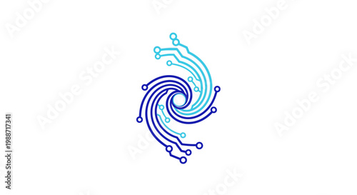 Abstract Circuit Design: A Futuristic Blue Whirlpool Symbolizing Innovation and Technology