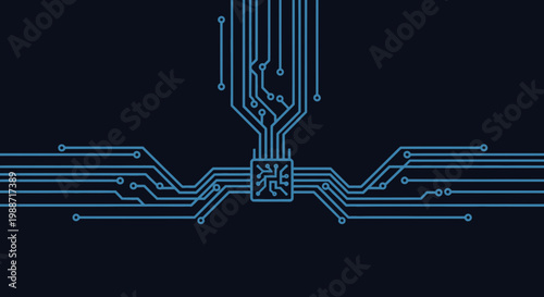 Abstract Circuitry Design in Blue Depicting Technological Innovation and Data Flow Visualization