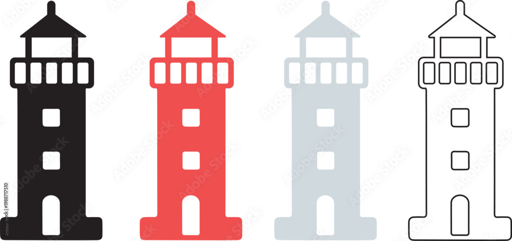Obraz premium Navigation Lighthouse Flat Icon Pack