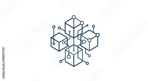 Abstract Digital Network Cubes Representing Interconnected Data and Modern Technology
