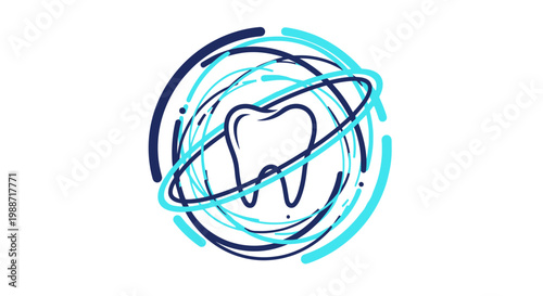 Abstract Dental Clinic, Modern Tooth Icon Concept for Healthcare and Dentistry Design