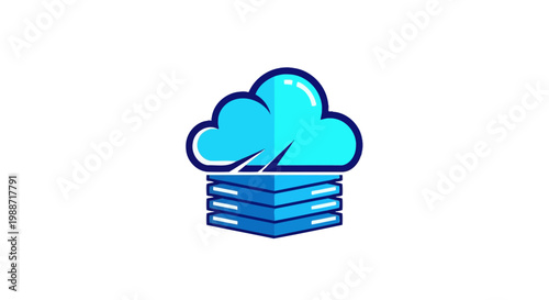 Abstract Cloud Server Logo Representing Data Storage and Digital Technology