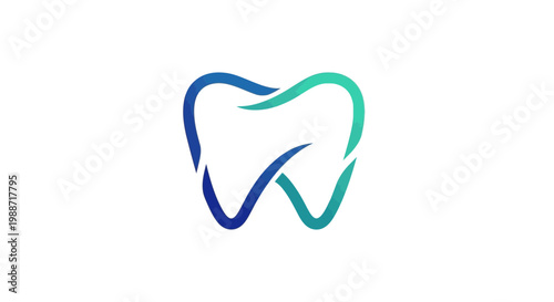 Abstract Dental Illustration Depicting Oral Health, Modern Clinic Concept, Medical Icon