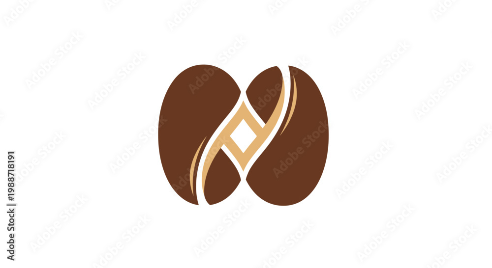 Fototapeta premium Abstract Coffee Bean Design with Harmonious Blend of Colors and Modern Graphic Elements