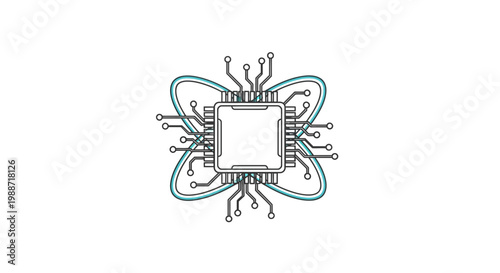 Abstract Digital Circuit Arrangement Depicting Computer Chip Technology and Electronic Components