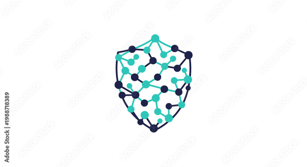Fototapeta premium Abstract Digital Shield Icon Illustrates Cybersecurity and Secure Network Connectivity