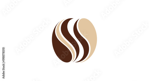 Abstract Coffee Bean Logo Design Depicting Creative Combination of Styles,