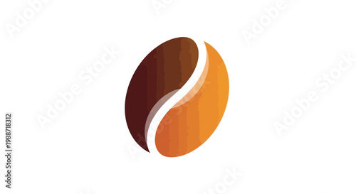 Abstract Coffee Bean Logo Design With Separated Colors, Minimalist Concept