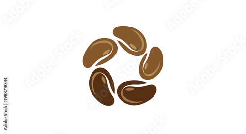 Abstract Coffee Bean Ring Icon Representing Freshly Roasted Beans and Brewed Drinks