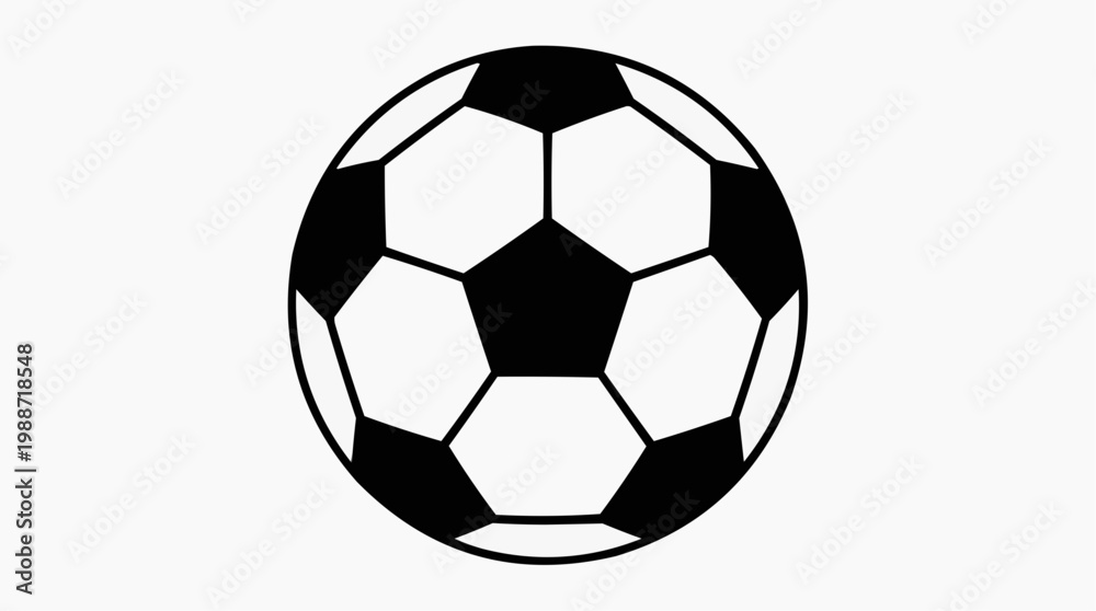 Fototapeta premium A black and white vector graphic illustration of a soccer ball