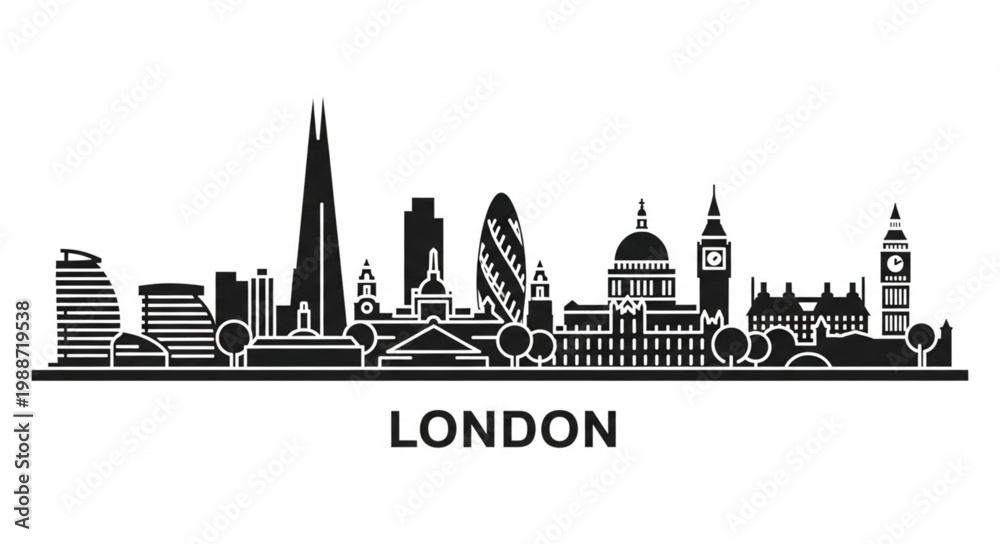 Fototapeta premium London City Skyline Silhouette Icon Vector Illustration 2.