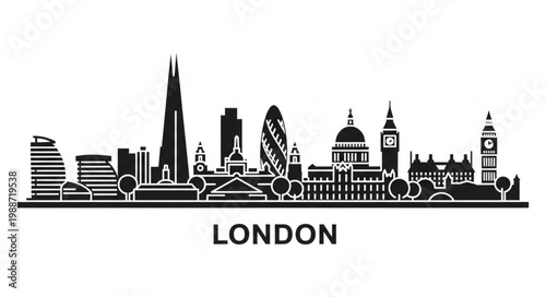 London City Skyline Silhouette Icon Vector Illustration 2.