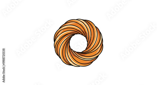 Abstract Donut-Shaped Illustration With Swirling Lines On White Background