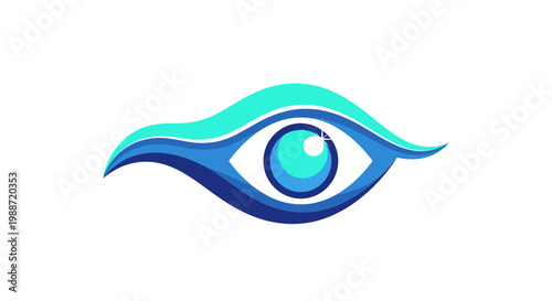 Abstract Eye Icon with Waves and Light, Representing Vision and Creative Concepts