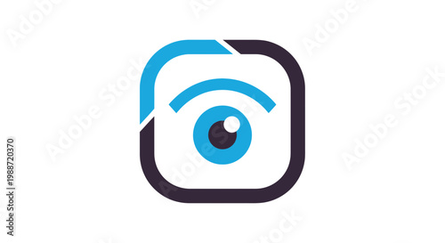 Abstract Eye Icon within Square Frame for Digital Vision and Data Analytics