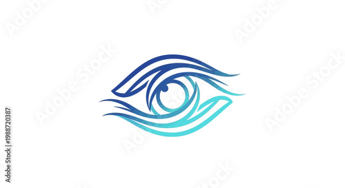 Abstract Eye Logo Depicting Vision, Perception and Intuition with Fluid Lines and Artistic Design