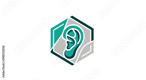 Abstract Ear Illustration Within A Geometric Shape Depicting Auditory System Clarity