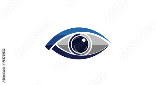 Abstract Eye Logo Depicting Vision, Perception, and Technological Advancement, Blue and Gray