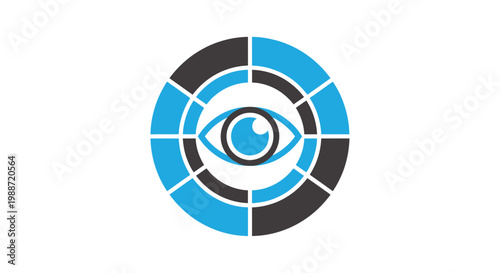 Abstract Eye Logo Depicting Vision, Surveillance, and Monitoring in a Modern Style