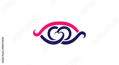 Abstract Eye Logo Design Featuring a Heart Symbol, Represents Vision, Love, and Care