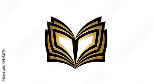 Abstract Elegant Book Icon Featuring Golden Pages For Literary Inspiration
