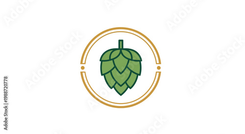 Abstract Elegant Hops Design Inside Golden Frame Suitable For Brewery Related Businesses