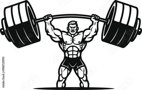 Vintage strongman illustration a powerful weightlifter in black and white