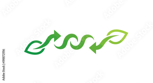 Abstract Environmental Concept with Arrows and Leaves Illustrating Sustainability and
